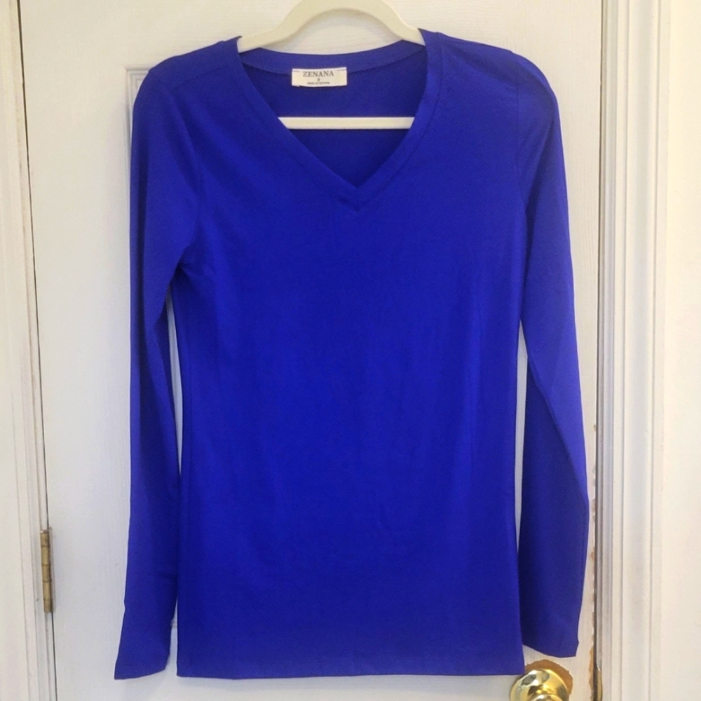 Zenana NWOT Blue Long Sleeve Top Small - Picture 7 of 7